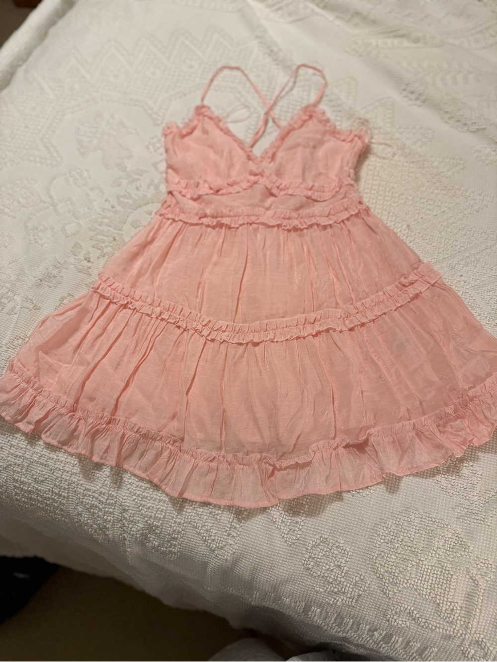 Pink Ruffle Mini dress Francesca’s , sz S, NWT!